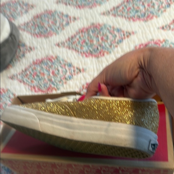 Vans Gold and White Sneakers Shimmering Canvas Low-Top - Picture 6 of 10